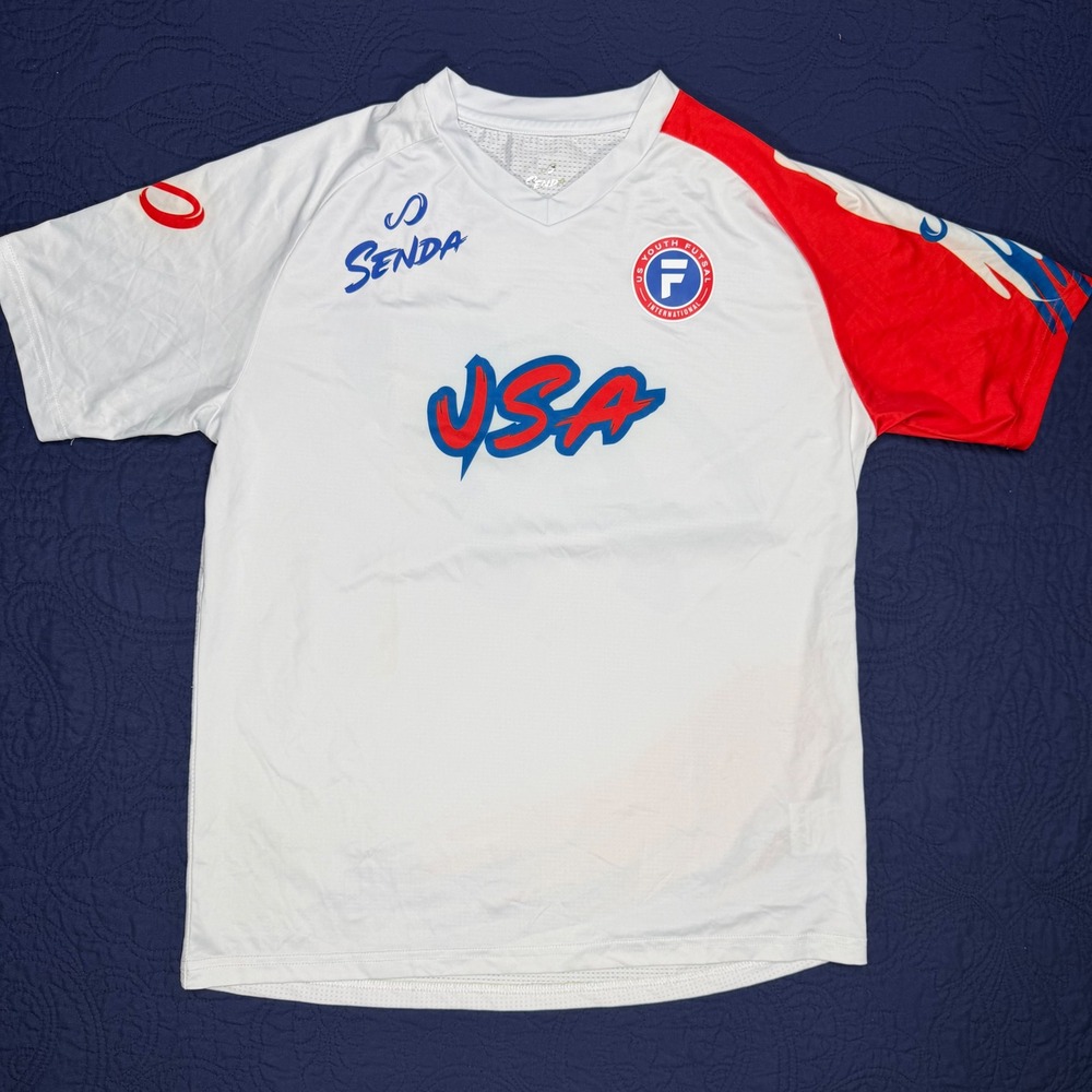Senda US Youth Futsal International Jersey White Red Blue USA Soccer Men S